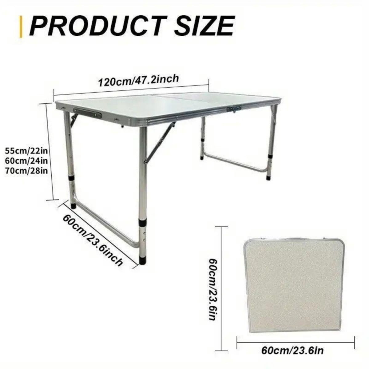 4 FT Folding Table, Portable Aluminum Alloy Camping Table with Carrying Handle, Indoor Outdoor Party Table, Compact Foldable Table, Beige
