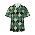 thumbnail image 6 of KLL Men's Hawaiian Shirt Short Sleeve Button Down Beach Shirts-Green Squares, 6 of 6