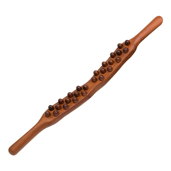 Wood Massage Roller Stick 26 Beads Point Gua Sha Stick for Abdomen Thigh SPA