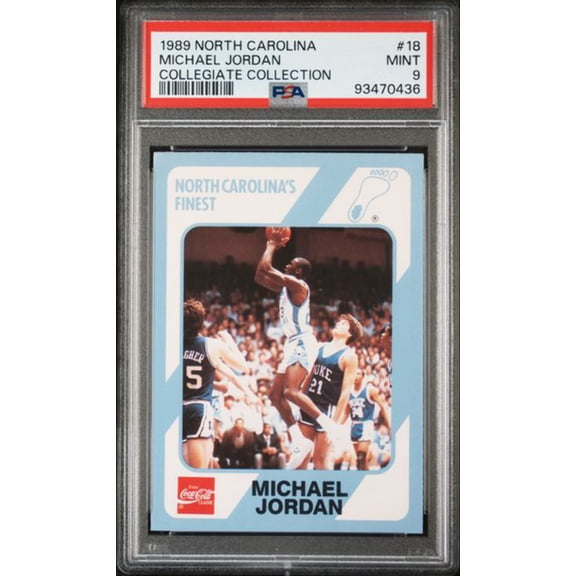 Graded 1989 North Carolina Collegiate Collection Michael Jordan #18 Basketball Card PSA 9 Mint