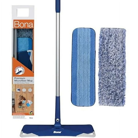 ZHOUB Premium Microfiber Floor Mop for Dry and Wet Floor Cleaning - Includes Microfiber Cleaning Pad and Microfiber Dusting Pad - Dual Zone Cleaning Design for Faster Cleanup