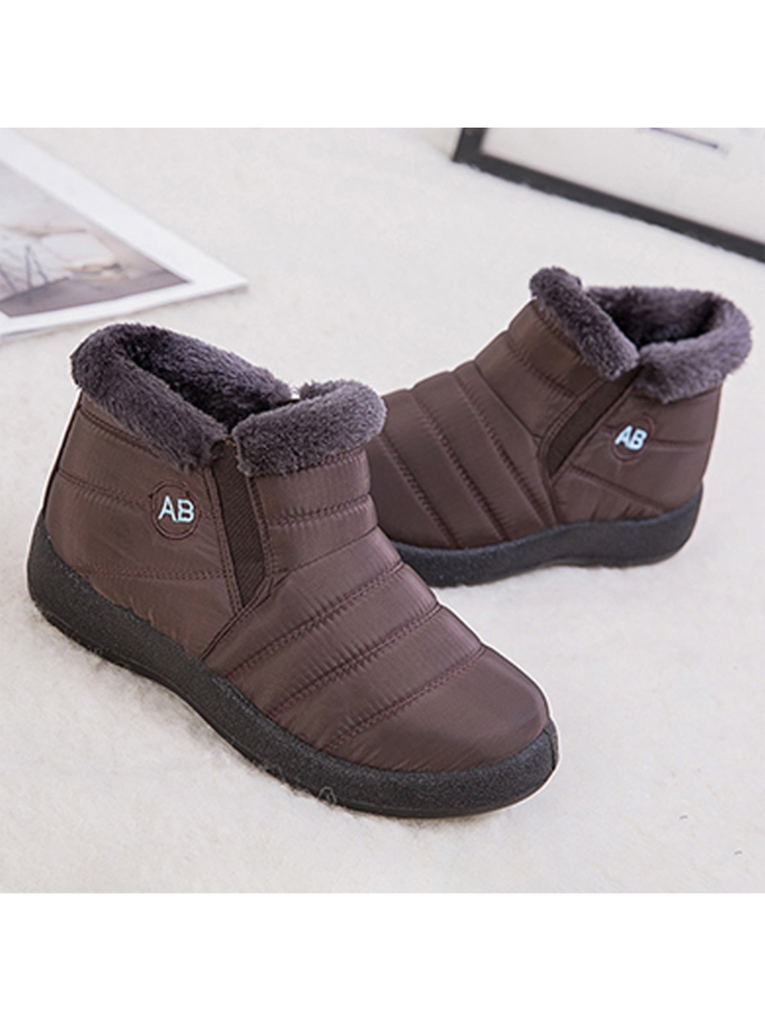 Women Winter Snow Boots Outdoor Ankle Bootie Water-Resistant Fur Lined Warm Shoes