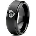 thumbnail image 1 of Tungsten Love You Heart Band Ring 8mm Men Women Comfort Fit Black Step Bevel Edge Brushed Polished, 1 of 4