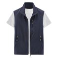 thumbnail image 2 of safuny Workout Golf Jacket Multi Pockets Fall Sleeveless Stand Collar Lightweight Zipper Outerwear Vests Fishing Travel Vest for Men Photo Cargo Vest Hiking Blue XXXL, 2 of 6