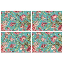 Pioneer Flower Floral Print Pattern Summer Placemats Table Placemats Set Of 4-Linen Kitchen Washable Placemats Table Mats 12x18 Inch Non-Slip Heat Resistant