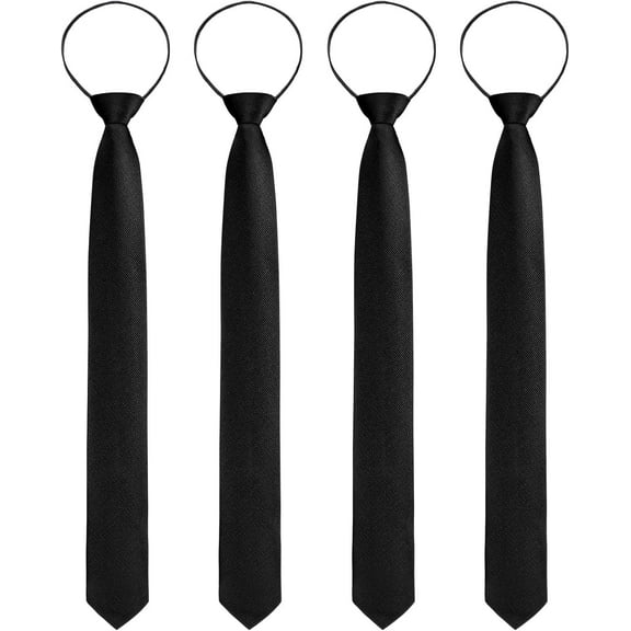 4 Pieces Zipper Ties for Men Adjustable Men's Neckties Zip on Tie for Men Zipper Skinny Necktie Clip on Slim Tie