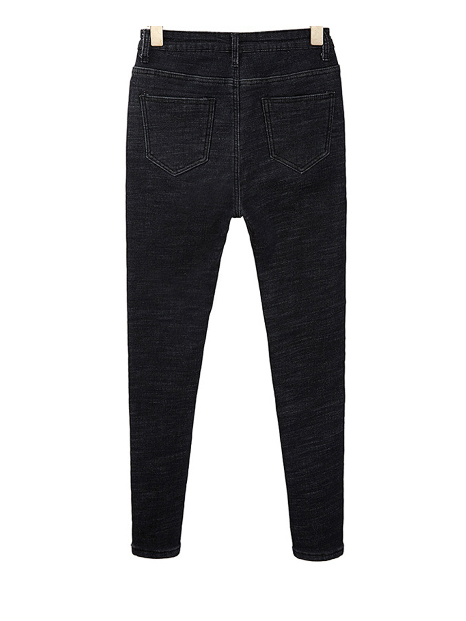 Listenwind Womens Warm Fleece Lined Jeans Stretch Skinny Winter Thick Jeggings Denim Long Pants Black - image 4 of 7
