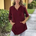 thumbnail image 2 of Uootdi 3/4 Sleeve Tops for Women Hooded with Pockets Loose Fit Soft Comfy Casual Daily Loungewear Tunic Shirts Gift, 2 of 5