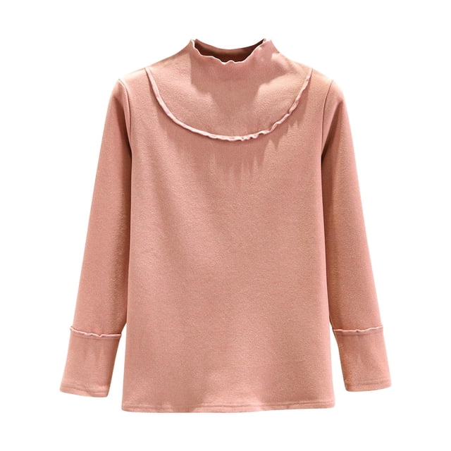 Womens Fleece-Lined Thermal Base Layer Top Long Sleeve Half High Neck Undershirt for Fall and Winter