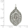 thumbnail image 2 of 925 Sterling Silver Solid Satin Oxidized Not engraveable Antiqued Immaculate Conception Medal Pendant Necklace 33x18mm W, 2 of 2