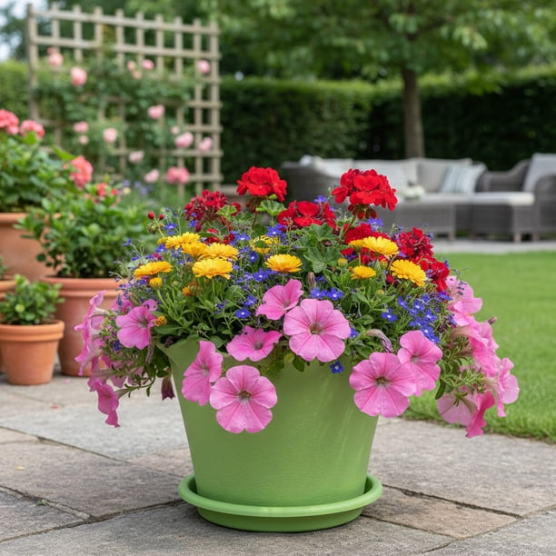 Macetas de plástico con borde ondulado y volantes – Macetas decorativas para interiores y exteriores, ideales para la decoración del hogar y el jardín.
