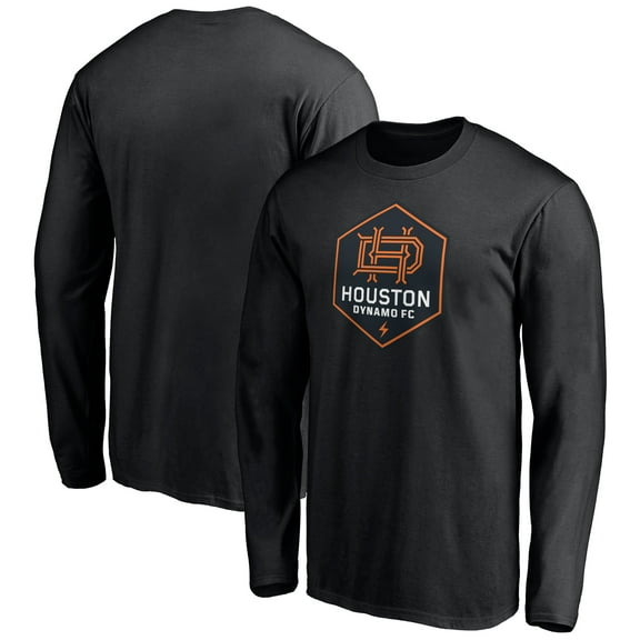 Men's Black Houston Dynamo Primary Logo Long Sleeve T-Shirt