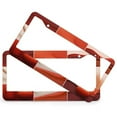 thumbnail image 2 of License Plate Cover Wavy And Solid Red And Orange Print License Plate Cover Front Plates Frames Car Tag Frame 2 PCS Burnt Orange Abstract Aluminum License Plate Frame for Girl Women Men Vehicles, 2 of 6