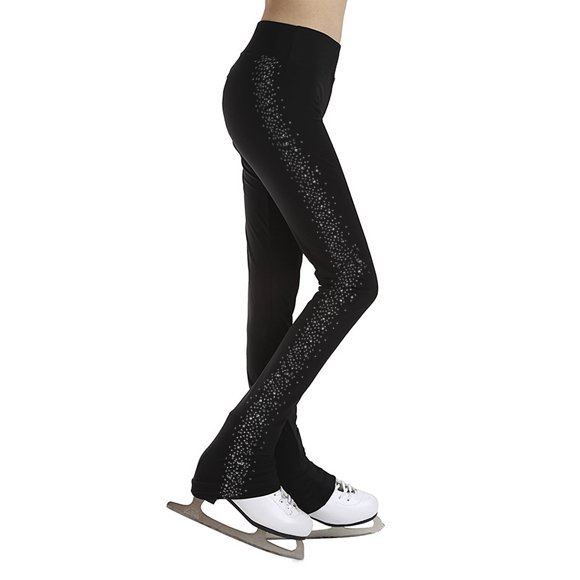 MSemis Kids Girls Figure Skating Pants Sparkly Rhinestones Close-fitting Leggings High Waist Training Competition Tights Black A 12