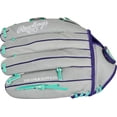 thumbnail image 4 of Rawlings Fastpitch Series Youth 12" Softball Glove, Basket Web, Gray/Mint, Right Hand Throw, 4 of 9
