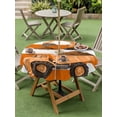 thumbnail image 4 of Outdoor Tablecloth with Umbrella Hole for Patio/Picnic/Party/Camping, Orange Striped Truck Waterproof Table Cloth Round Cover Washable, Farmhouse Stripes Modern Art (Dia 54"), 4 of 8