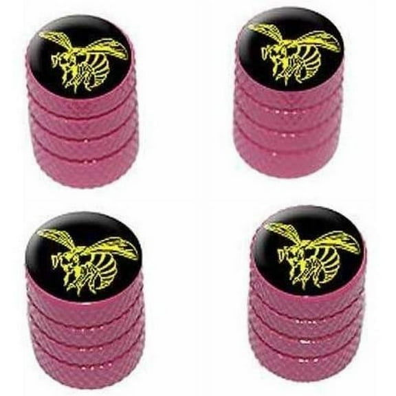 Bee Wasp Hornet Yellow on Black Tire Rim Wheel Aluminum Valve Stem Caps, Multiple Colors