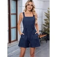 thumbnail image 5 of Women'S Summer Casual Sleeveless Loose Spaghetti Strap Drawstring Denim Shorts Jumpsuit with Pockets Royal Blue S, 5 of 7