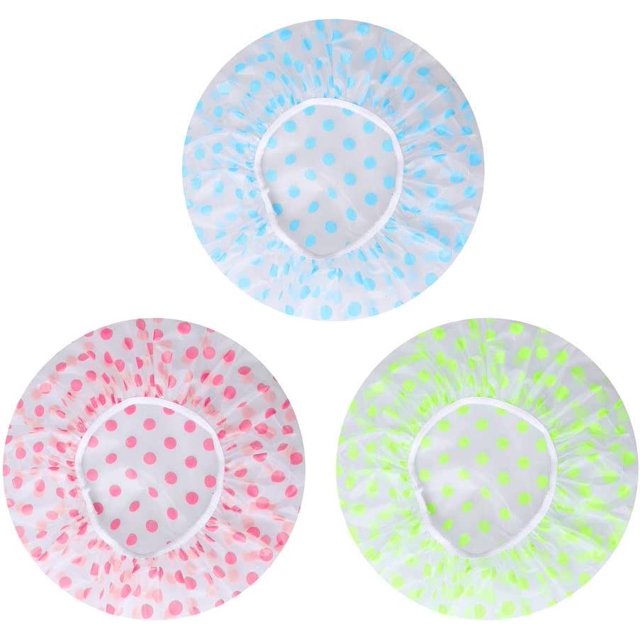 Gorro de ducha, gorro de ducha impermeable de 3 piezas, gorros de baño reutilizables con bandas elásticas para mujeres y niñas, salón de SPA de ducha, 30*30cm JM