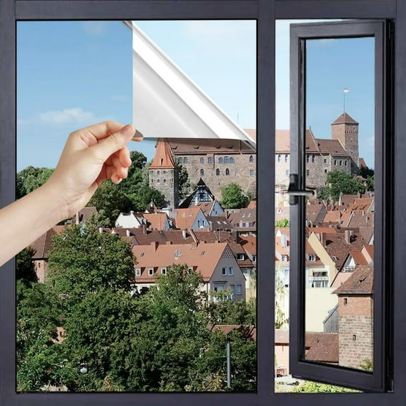 FILMGOO One Way Window Film Static Cling, Vinyl, 35.4in x 26ft, Silver