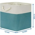 thumbnail image 2 of Cubes Storage Baskets 12 Inch Cube Storage Bins for Shelf, Fabric Storage Cubes for Gift Empty Baskets for Home, Collapsable Box Baskets for Storage (White&Teal), 2 of 14