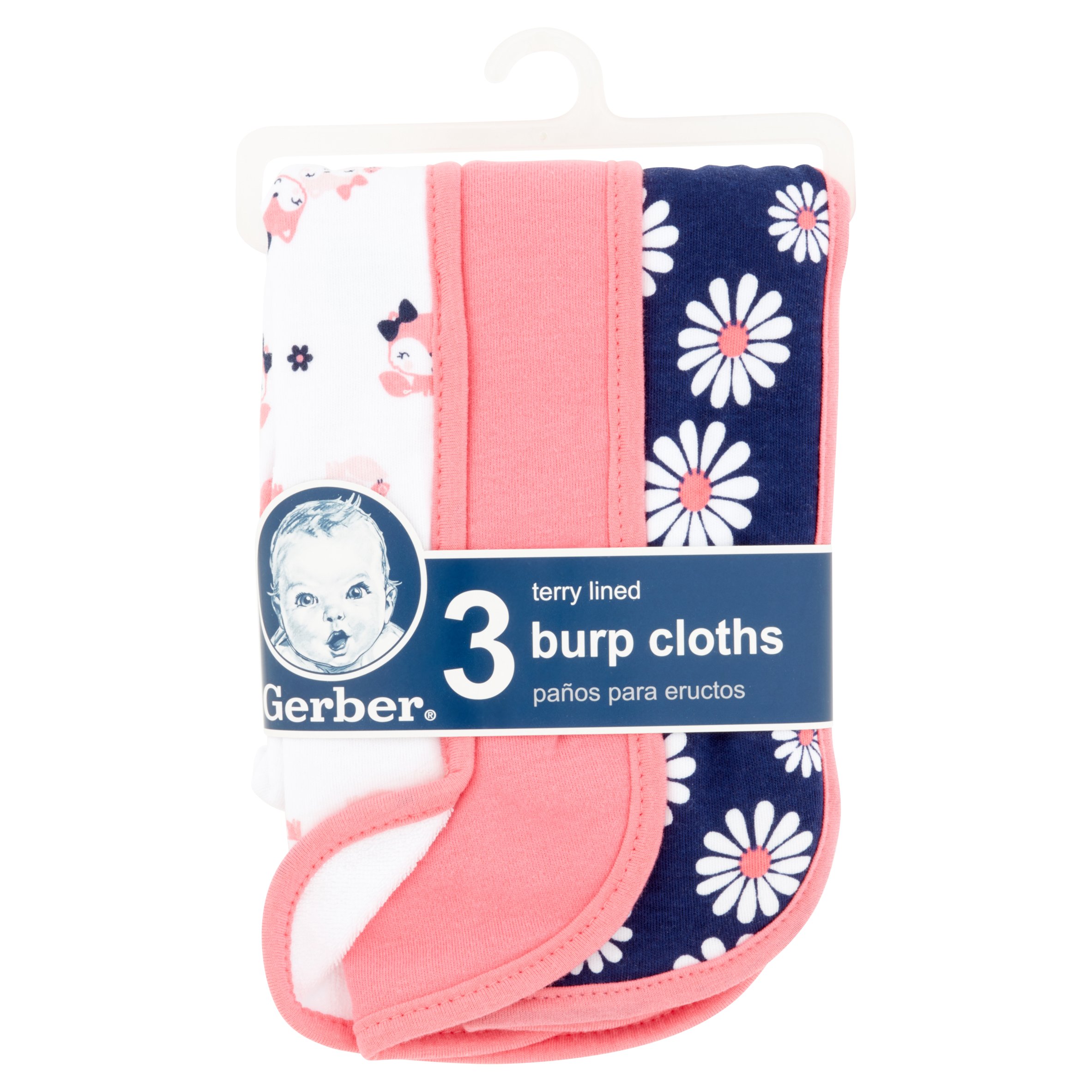 Gerber Terry Burp Cloth, 3pk Girls