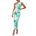 thumbnail image 1 of Vestido PRETTYGARDEN Ajustado con Hombro Descubierto y Fruncido Floral M, 1 of 8