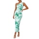 thumbnail image 1 of Vestido PRETTYGARDEN de un solo hombro con fruncido floral verde XL, 1 of 8