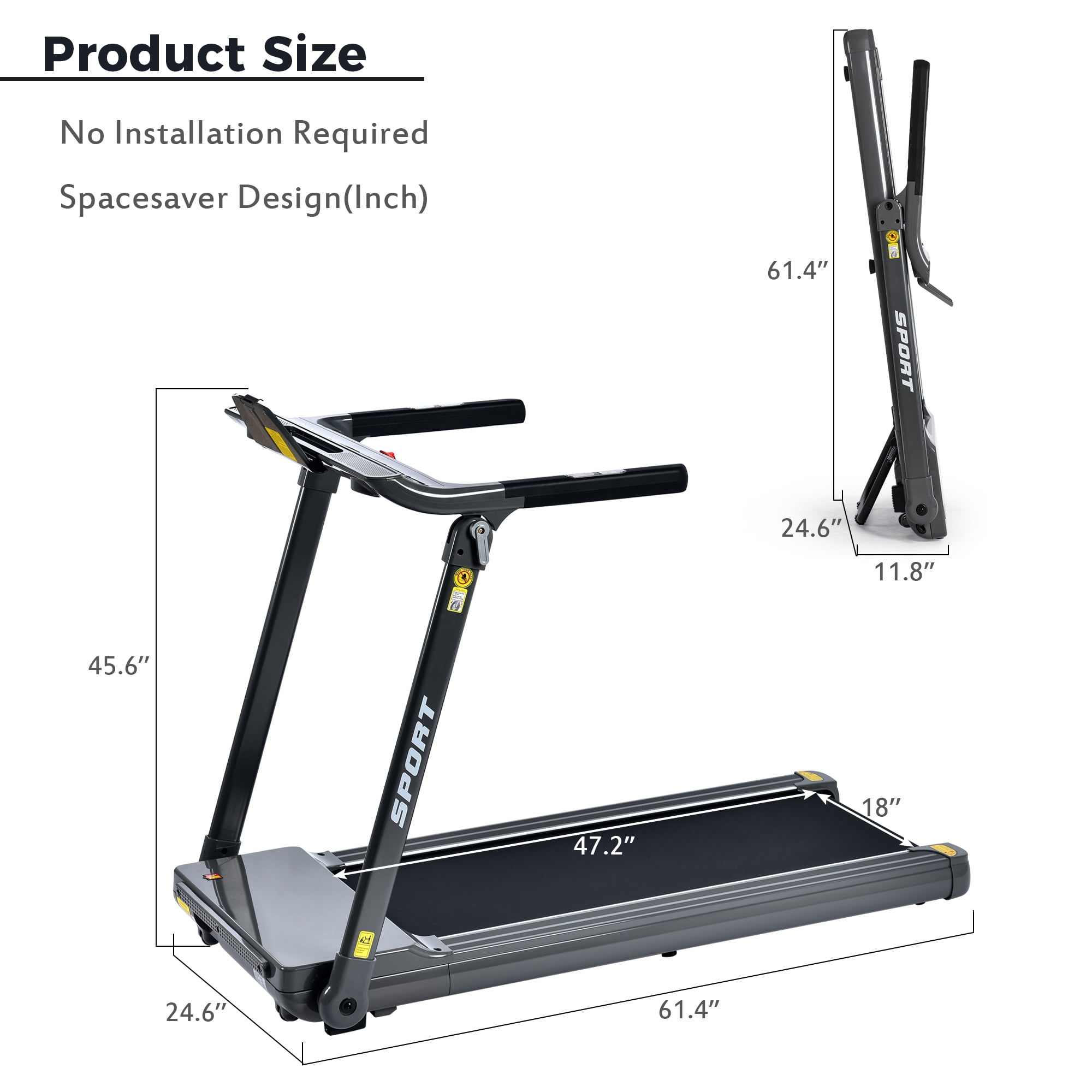 Noaman 3.5HP Foldable Treadmill with Bluetooth, 330lbs Capacity