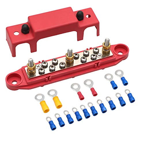 Mofeez Bus Bar 3x1/4? Post,10x8 Screw Terminal Power Distribution