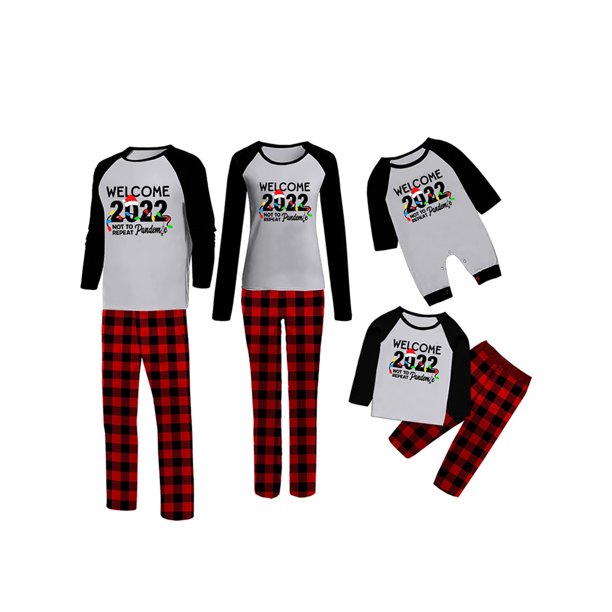 Welcome To 2022 Holiday Christmas Pajamas Family Matching Pjs Set Xmas Jammies - Walmart.com