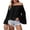 Black, variant on Women's off Shoulder Tops Bell Long Sleeve Chiffon Blouse Casual Loose Shirts Trendy Flowy Dressy Vacation Outfits White