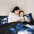 thumbnail image 4 of Homewish Blue Rose Butterfly Skull Full Size Comforter Sets for Adults, Cool Boho Floral Gothic Bedding Comforter Set, Black Reversible, 3 Pieces, 1 Comforter and 2 Pillowcases, 4 of 6