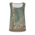 thumbnail image 7 of JTZGDY Floral Tank Tops for Women Loose Flowy Casual Graphic Summer Sleeveless Square Neck Tunic T-Shirts Trendy Western T-Shirts Green M, 7 of 7