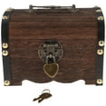 thumbnail image 2 of EeaseMX Alcancía de madera creativa, caja fuerte hecha a mano tallada en madera, caja de ahorros con cerradura, tamaño pequeño, 2 of 7