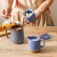 thumbnail image 2 of Hasense Sugar and Creamer Set with Lid Spoon, Porcelain Cream Container and Sugar Bowls Set for Countertop, Vintage Coffee Serving Set, Sugar Holder and Creamer Pitcher Set for Home Decor, Sky Blue, 2 of 7