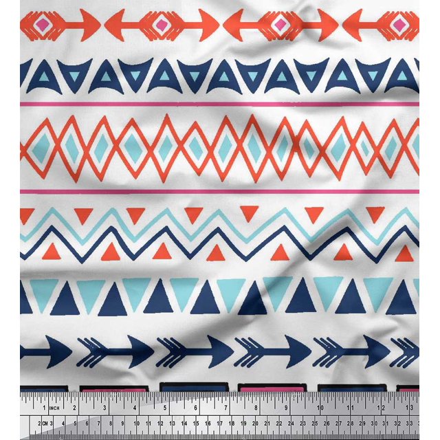 Soimoi Viscose Chiffon Fabric Geometric African Print Fabric by Yard 42 Inch Wide