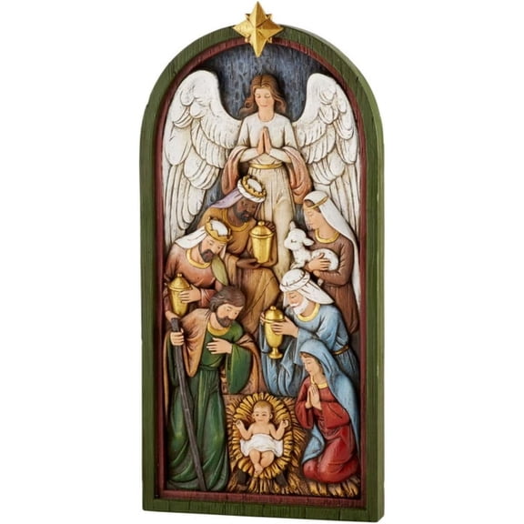 Avalon Gallery Holy Family - Wise Men - Angel Nativity Decorative Tile Plaque, 14-Inch, Nativity - Arched