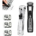 thumbnail image 1 of Portable Binder Clip Stapler - Includes 50 Reusable Clips, Handheld Paper Clam Clip Dispenser, Reusable Fast Paper Clipper for Office Home (Trans+Black), 1 of 7