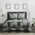 thumbnail image 2 of Lanco All Season Floral Printing 3 Piece Quilt Set , Queen Size Black White Quilt With Pillow Sham , Bedspreads & Coverlets, 2 of 9