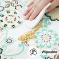 thumbnail image 4 of Round Fitted Tablecloth with Elastic Edge, 100% Waterproof Oil Proof Plastic Table Cover, Vinyl Flannel Backed Tablecloth Fits 36"-44" Round Tables for Dinner, Outdoor, Picnic, Black, 4 of 6