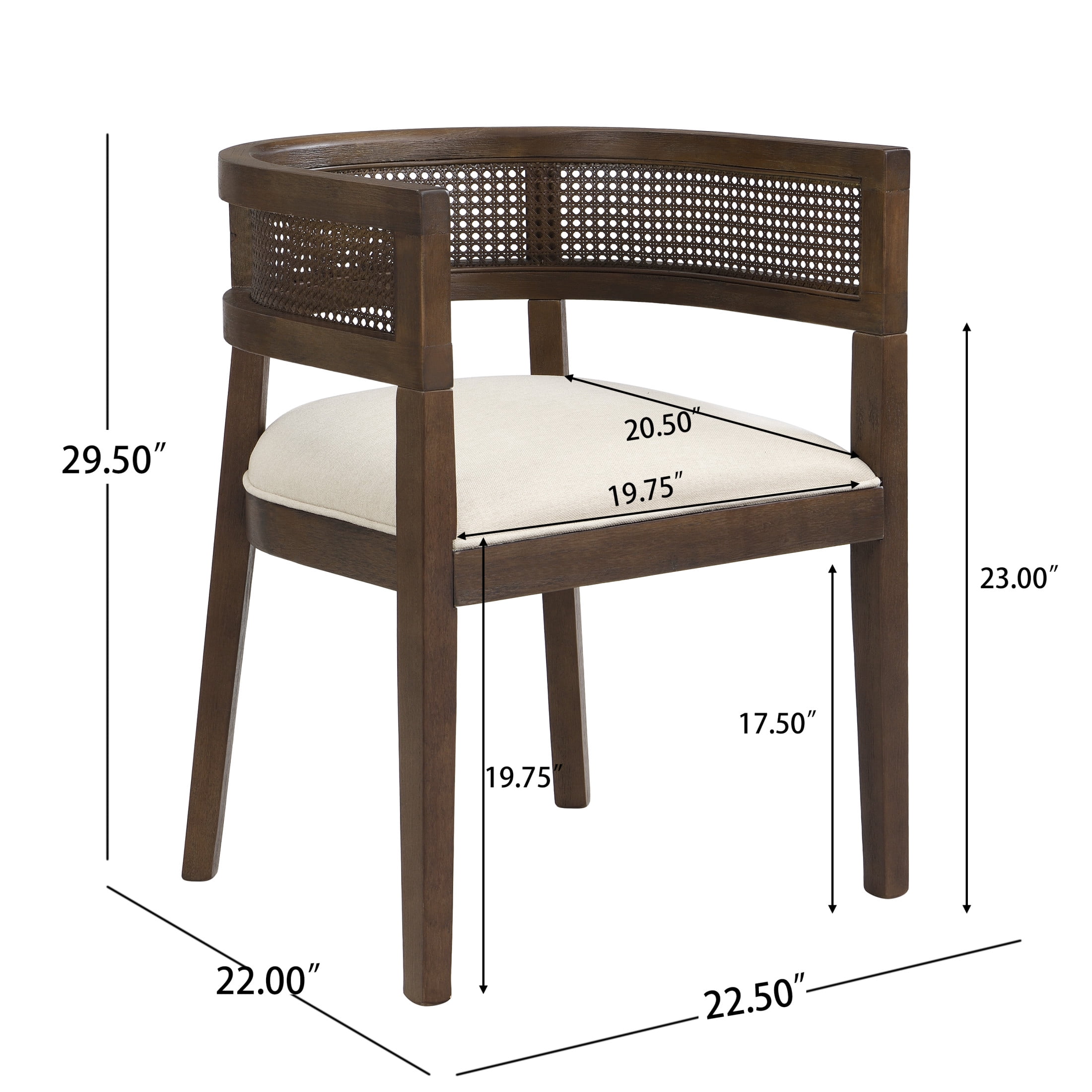 Christopher Knight Home Upholstered Dining Chairs, Wood Frame with Rattan Round Backrest, Walnut, Set of 2