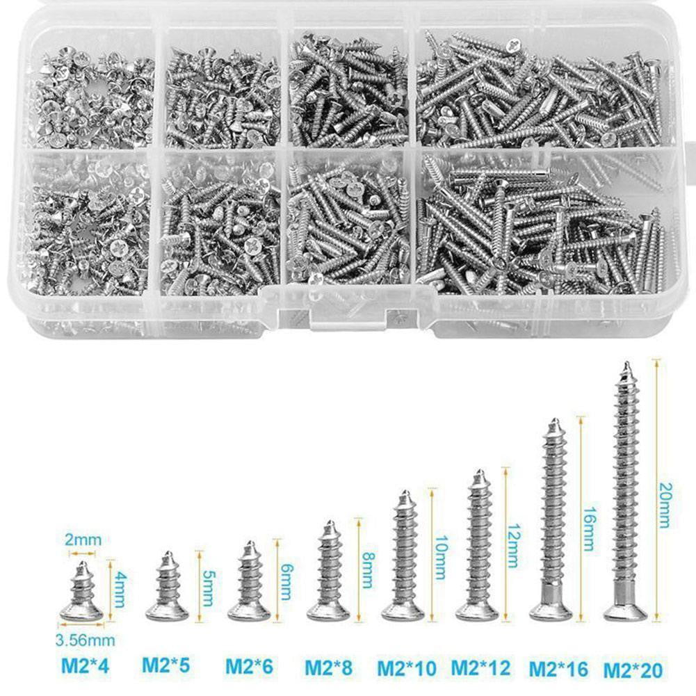 800Pcs Stainless Steel Self Tapping Screw Assortment Kit Lock Nut Wood Hot Sale 