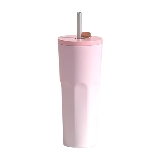 700ml Coffee Mug with Straw Coffee Cup and Leak-Proof Lid, Double Layer Stainless Steel Thermos for Hot and Cold Drinks