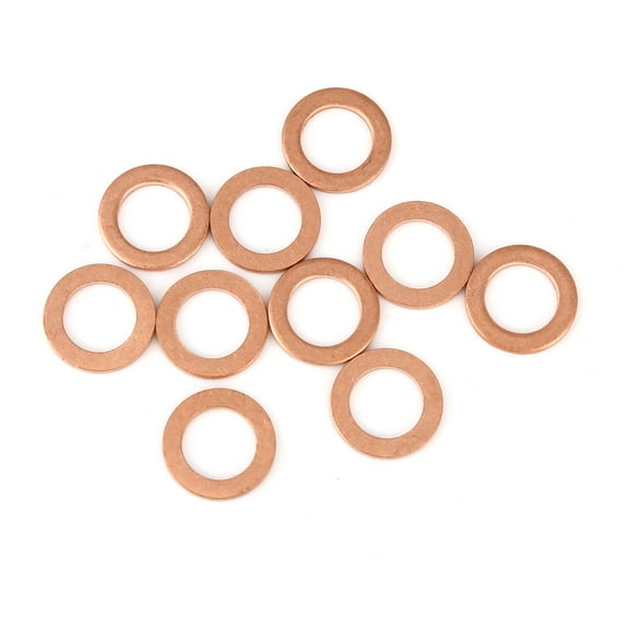 10pcs Copper Crush Washer Flat Sealing Gasket Ring Spacer for Car 10 x 15 x 1.5mm