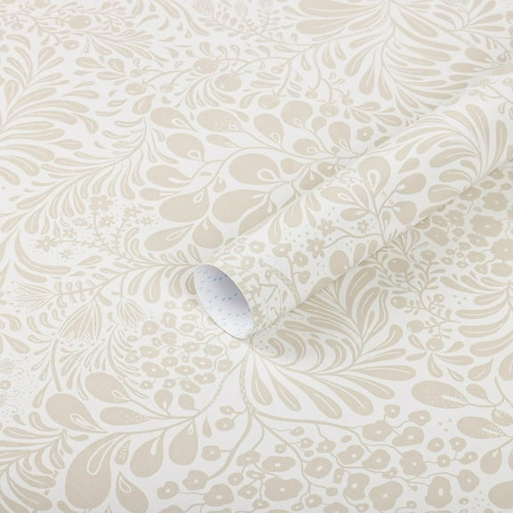 Peel and Stick Wallpaper Contact Paper Modern Wall Paper Boho Floral Removable Beige Self Adhesive Wallpaper for Bedroom Living Room Walls Bathroom Waterproof Vinyl Roll 17.3''x78.7''