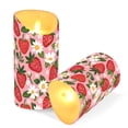 thumbnail image 3 of Strawberries and Flowers Flameless Candles 2 PCS with Remote Realistic Moving Flame LED Tapered Pillar Set for Home Decor, 3 of 7