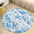 thumbnail image 4 of Beach Seashell Starfish Round Small Area Rug, Print Non Slip Washable Floor Mat, Soft Throw Rug for Living Room, Powder Room Entryway, Bathroom, Bedside, 4 of 6