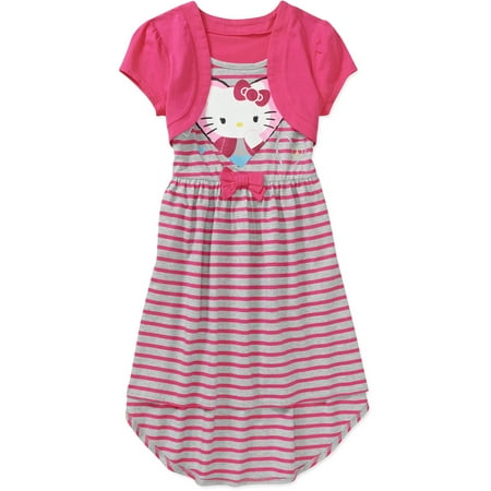 Hello Kitty Hk Ss Shrug Hi/lo Maxi Dress Stripes/scn