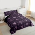 thumbnail image 3 of Feelyou Purple Mandala Damask Queen Comforter Set, Gothic Skeleton Bedding Set, 3pcs, 3 of 8